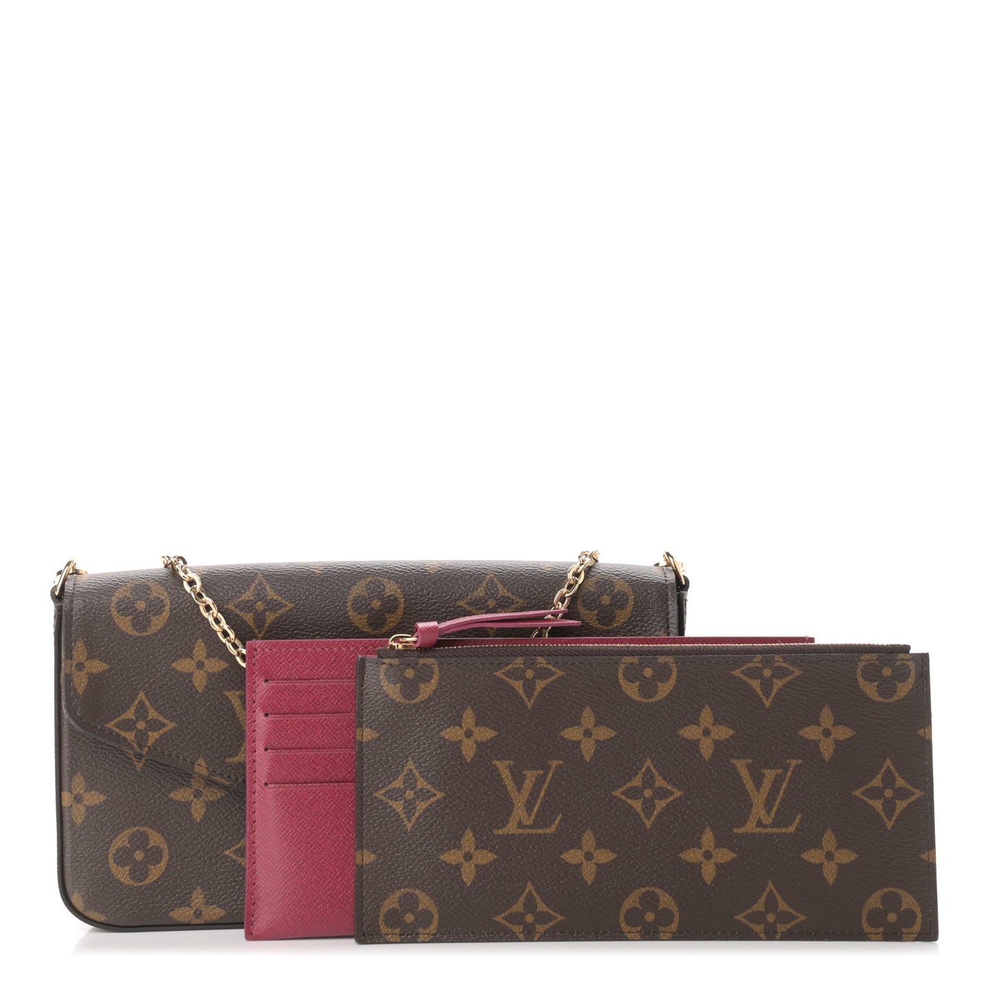 Monogram Pochette Felicie Chain Wallet Fuchsia