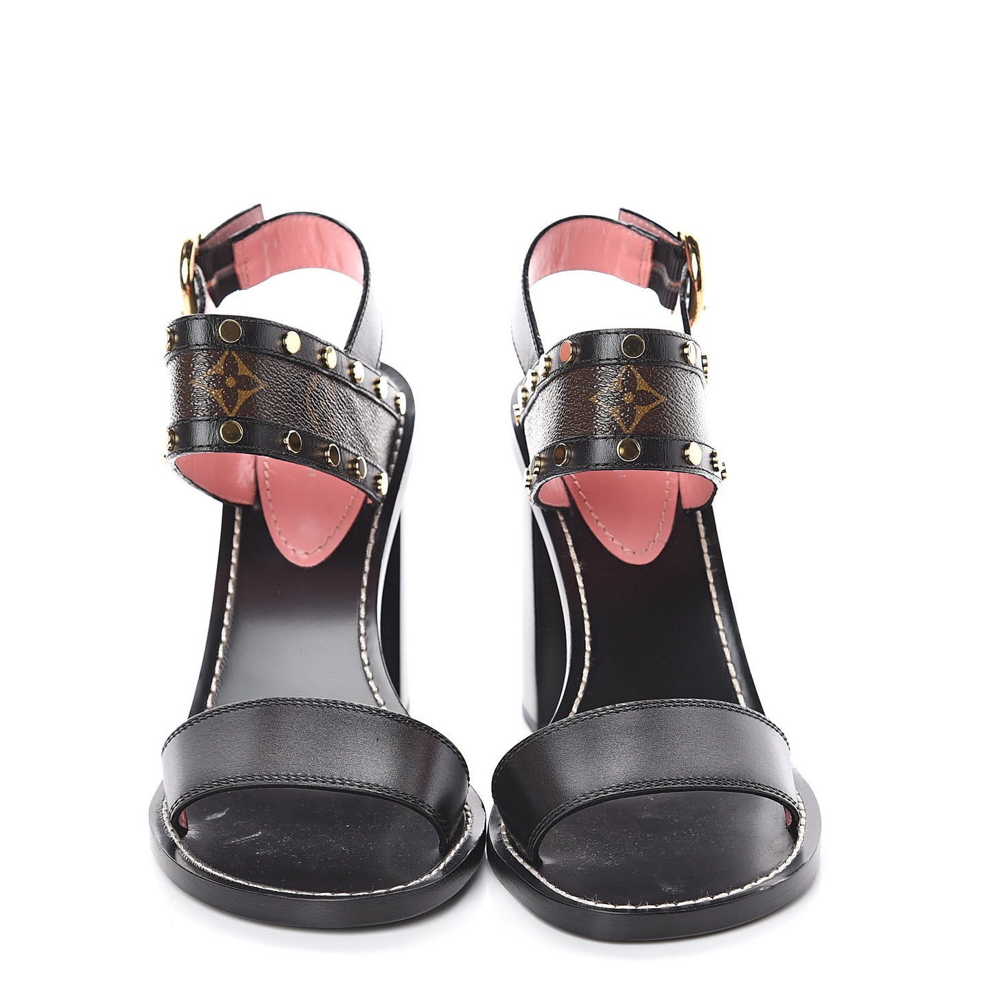 Calfskin Monogram Passenger Heeled Sandals 39 Black Rose
