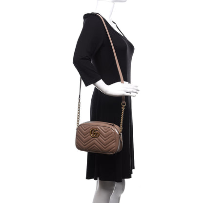 Gucci Calfskin Matelasse Small GG Marmont Chain Shoulder Bag Porcelain Rose 2 of 10