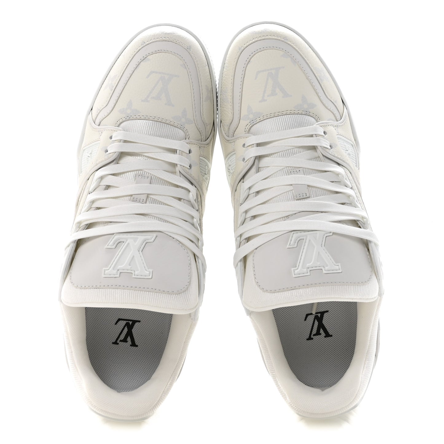 Calfskin Monogram Mens LV Trainer Sneakers 7 White