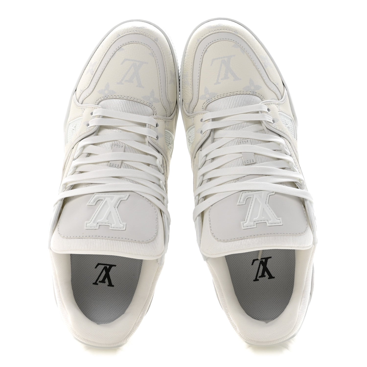 Louis Vuitton Calfskin Monogram Mens LV Trainer Sneakers 7 White 2 of 10