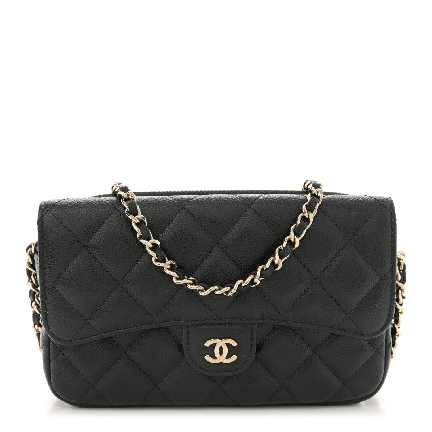 Chanel Caviar Quilted Flap Phone Holder With Chain Black 1 of 12