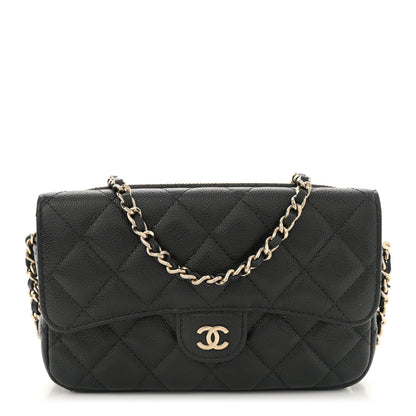Chanel Caviar Quilted Flap Phone Holder With Chain Black 1 of 12