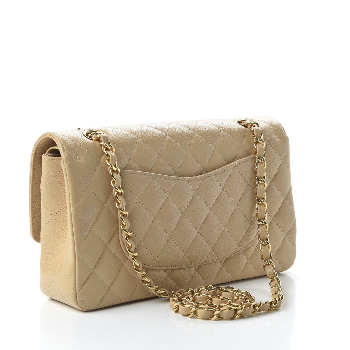 Caviar Quilted Medium Double Flap Beige Clair
