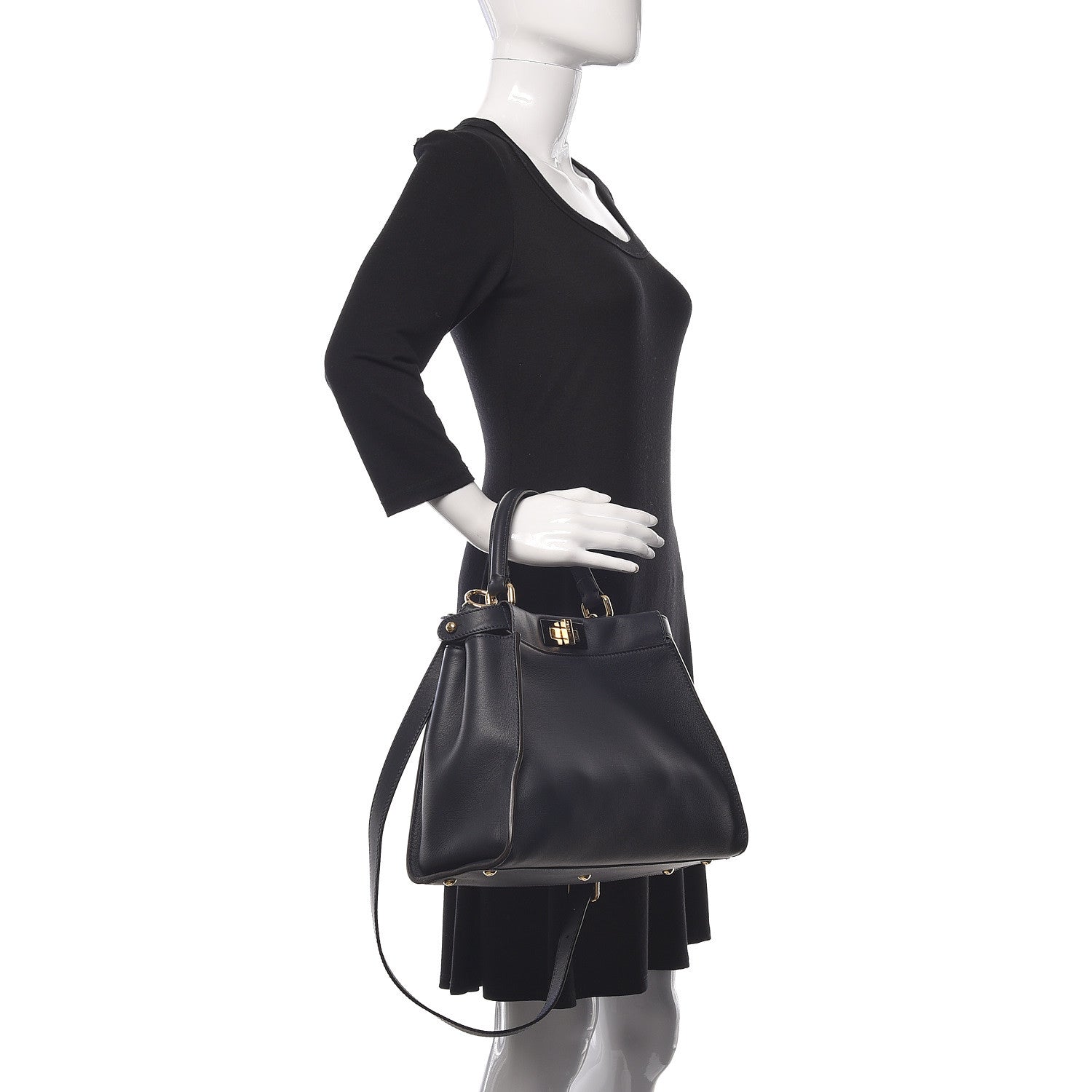 Fendi Calfskin Velvet Fun Fair Medium Peekaboo Iconic Satchel Night Blue Multicolor 2 of 13
