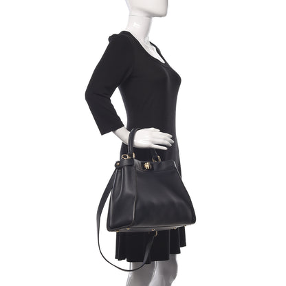 Fendi Calfskin Velvet Fun Fair Medium Peekaboo Iconic Satchel Night Blue Multicolor 2 of 13