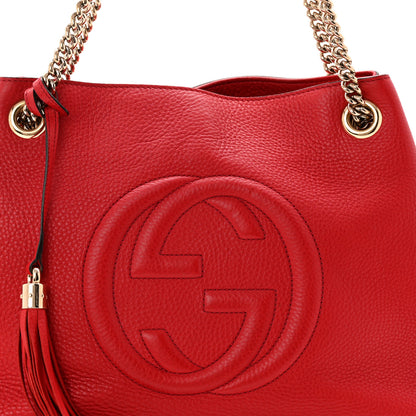 Gucci Pebbled Calfskin Medium Soho Chain Shoulder Bag Tabasco Red 8 of 10