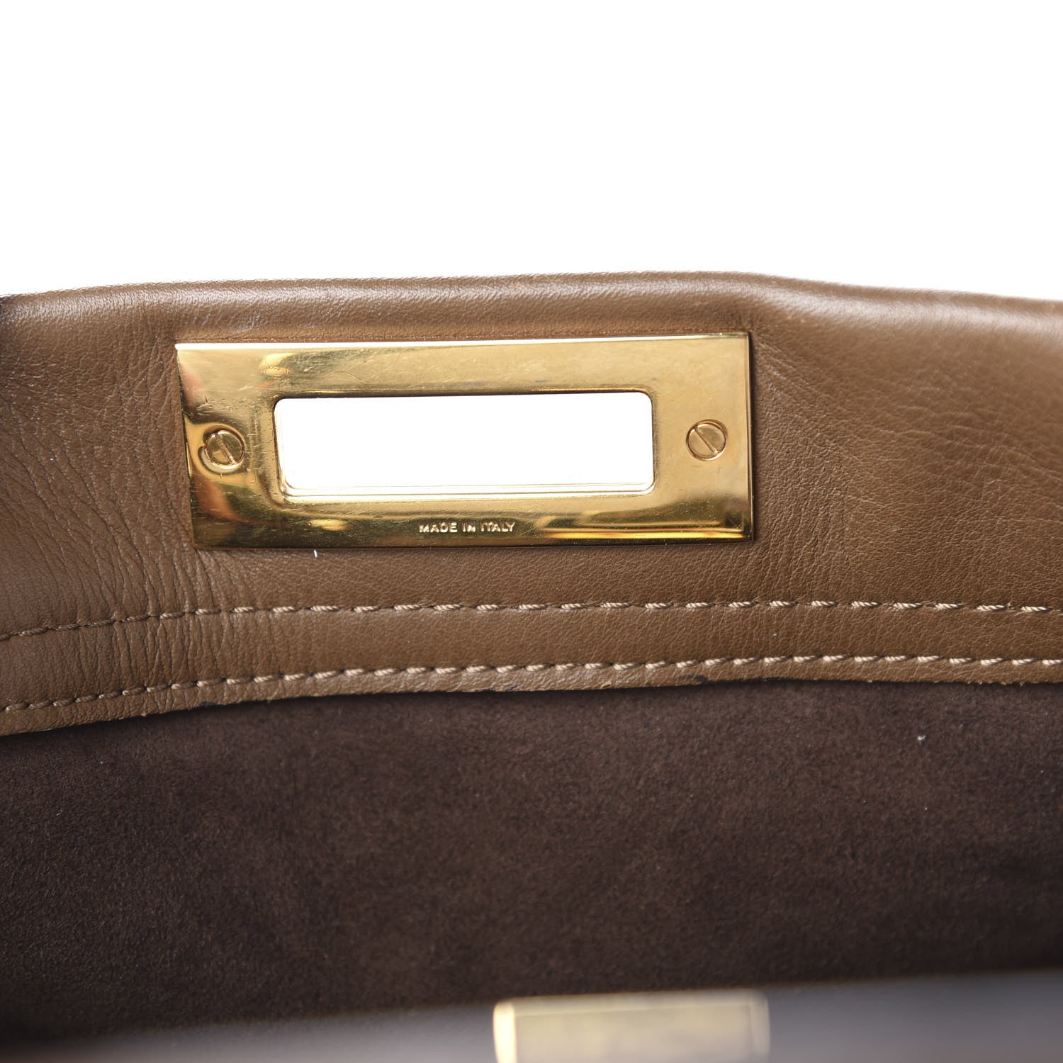 Fendi Vitello Seta Fabric Jacquard Pequin Medium Peekaboo Iconic Satchel Foresta Tobacco 9 of 12