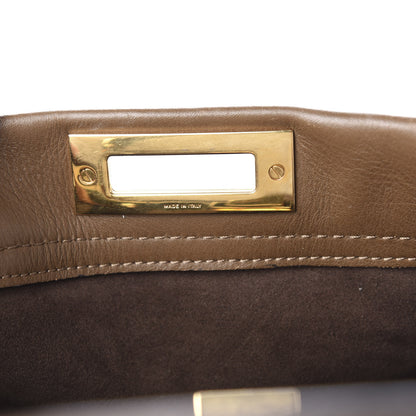 Fendi Vitello Seta Fabric Jacquard Pequin Medium Peekaboo Iconic Satchel Foresta Tobacco 9 of 12