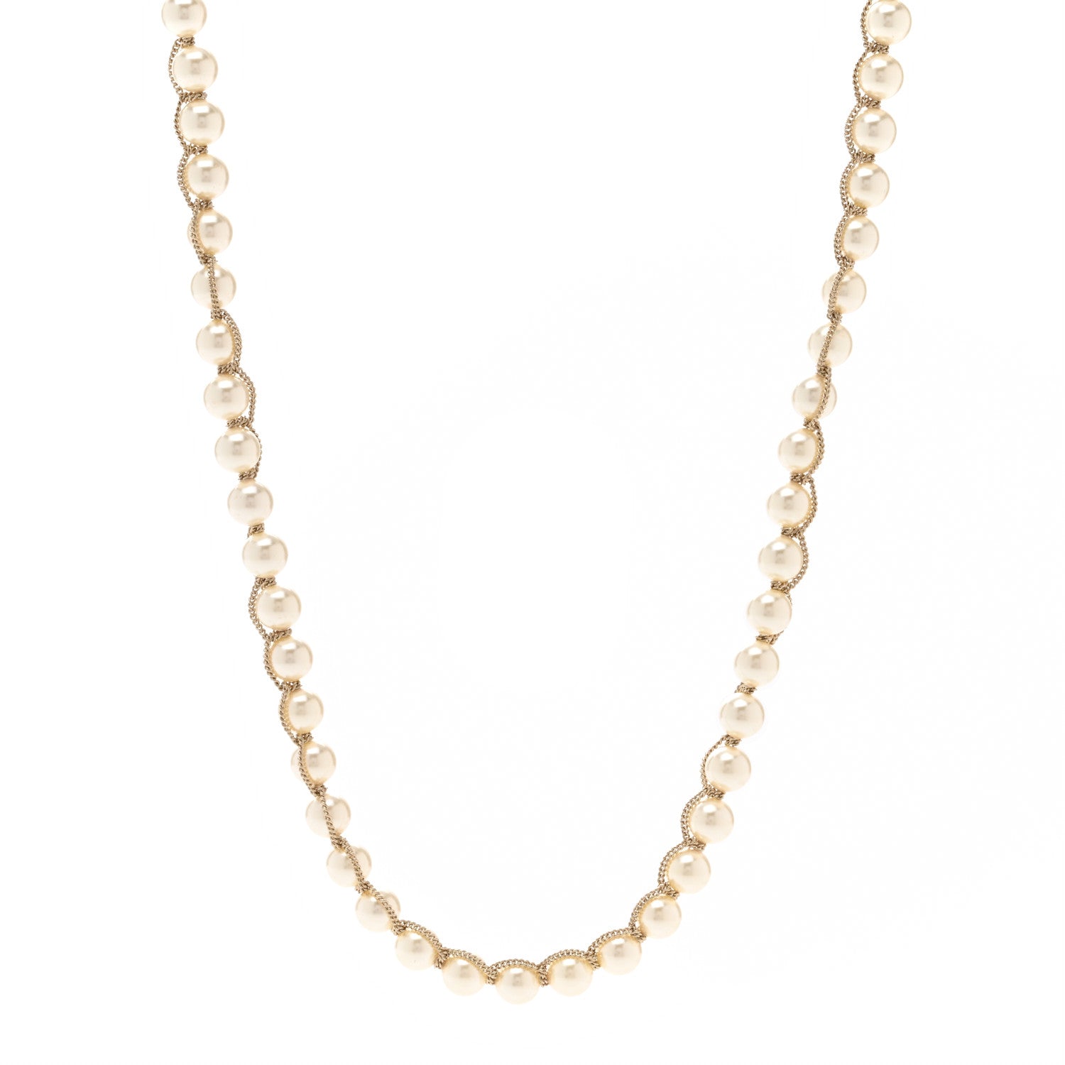 Chanel Pearl CC Chain Long Necklace Gold Pearly White 1 of 5