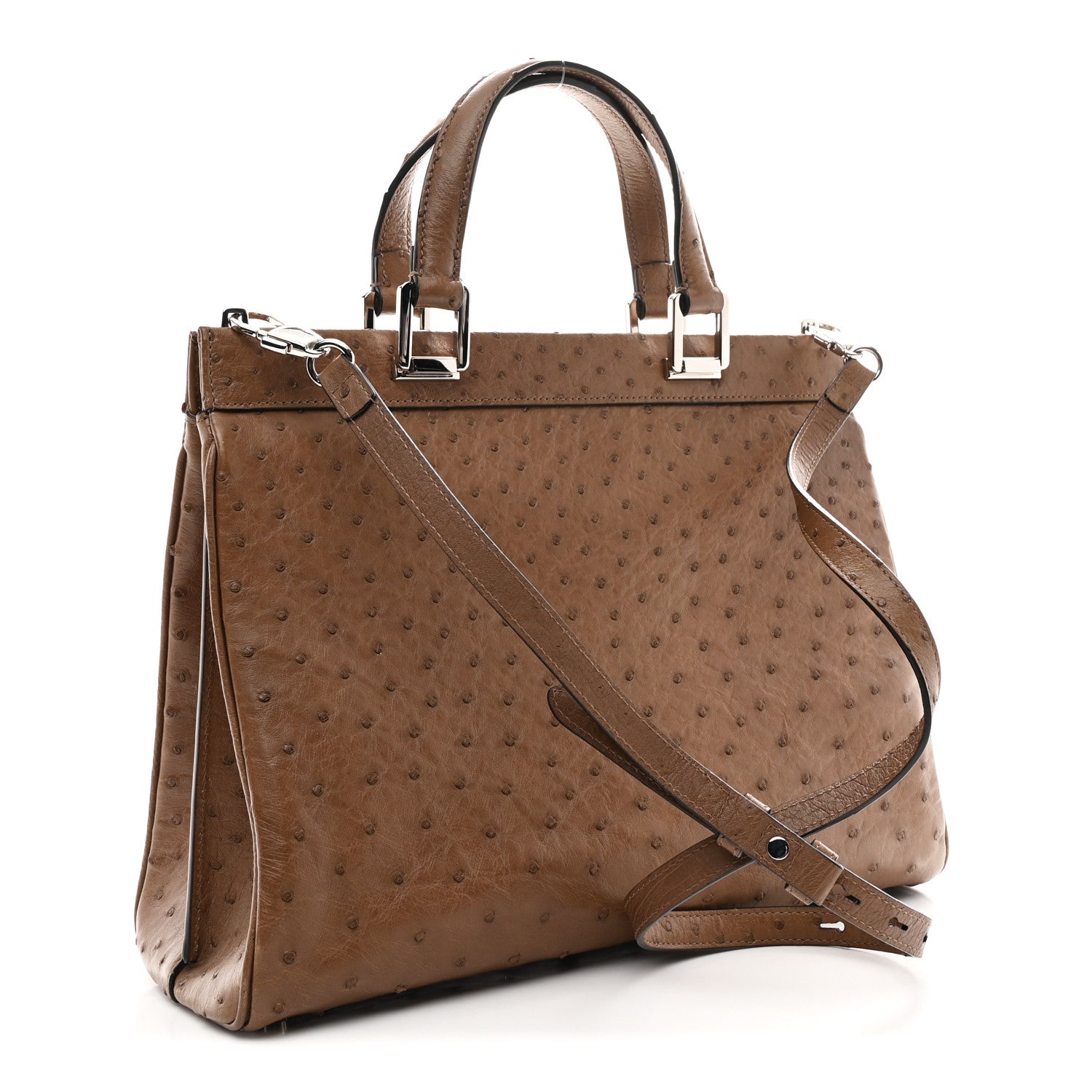 Gucci Ostrich Medium Zumi Top Handle Bag Brown 3 of 12