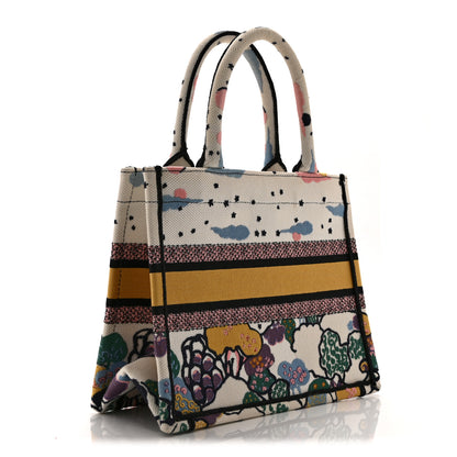 Christian Dior Canvas Embroidered Ciel De Reve Small Book Tote Latte Multicolor 3 of 10