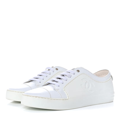 Chanel Calfskin Gum Womens CC Sneakers 39 White 3 of 7