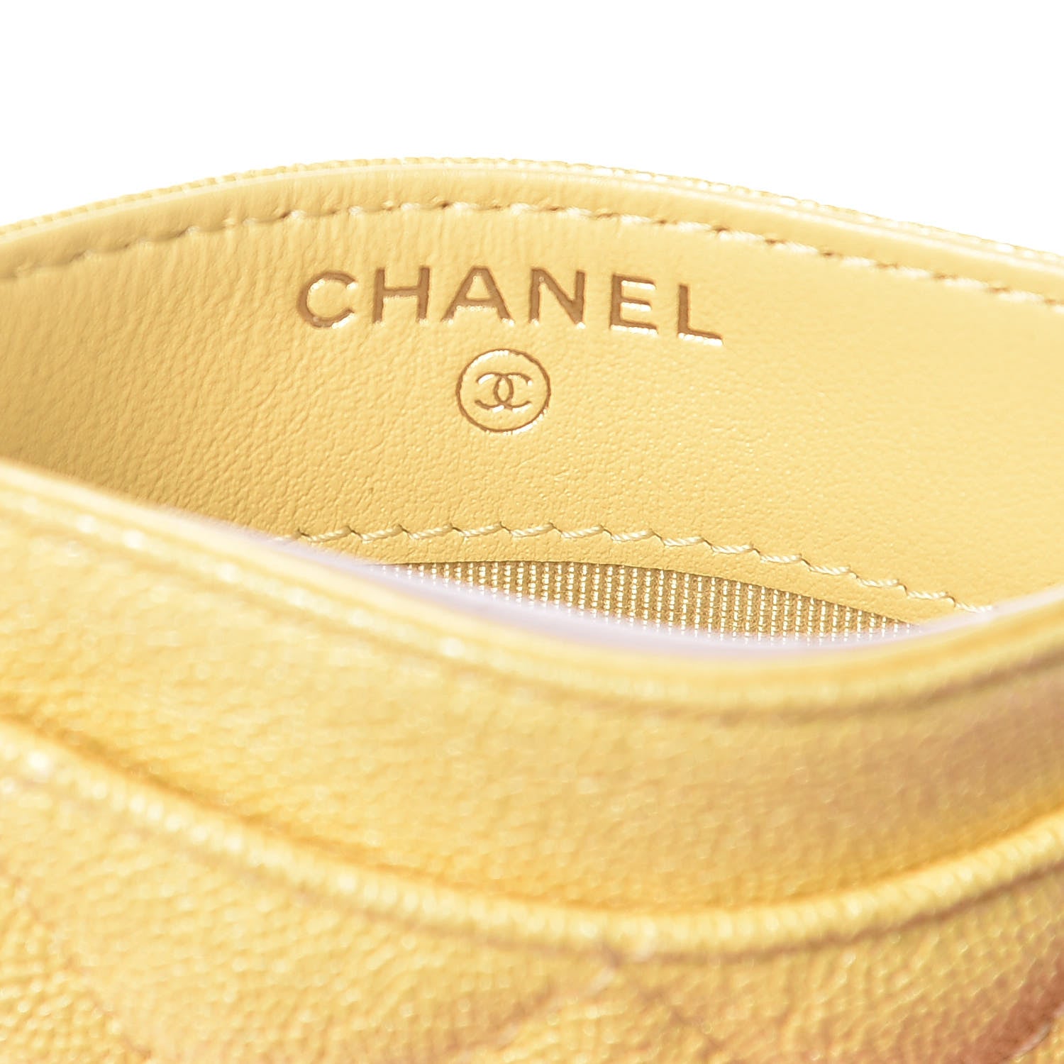 Chanel Iridescent Caviar Quilted Card Holder Yellow 6 of 9