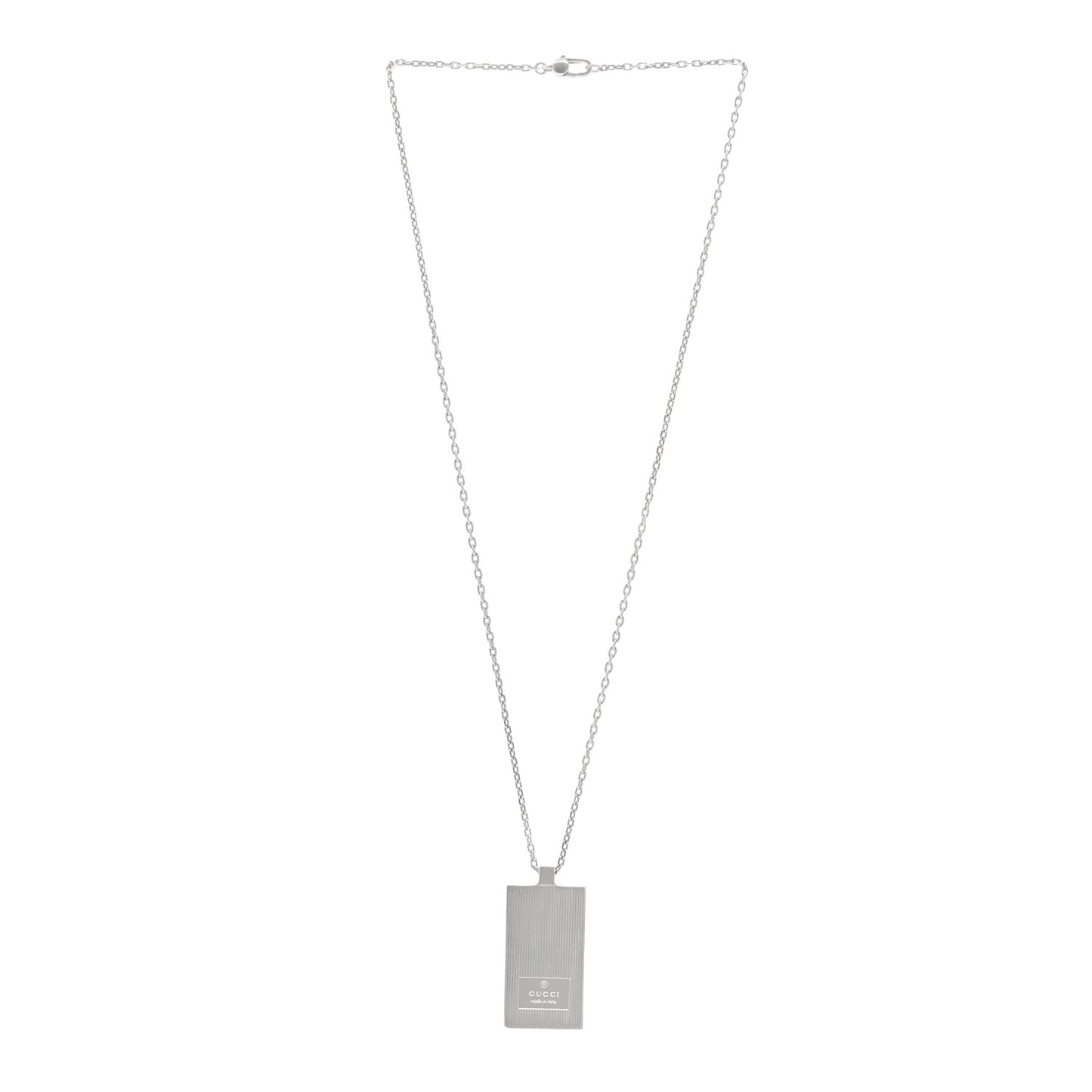 Sterling Silver Logo Rectangle Pendant Necklace