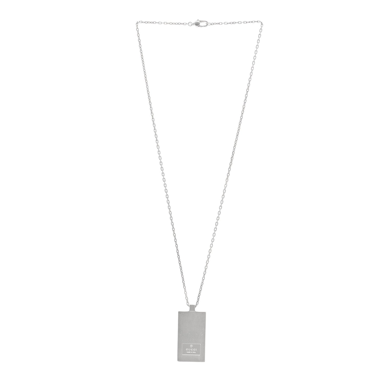 Gucci Sterling Silver Logo Rectangle Pendant Necklace 3 of 5