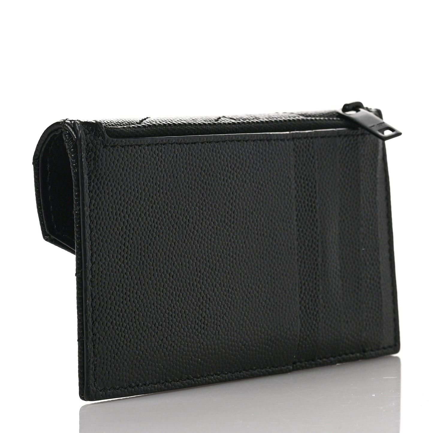 Grain De Poudre Matelasse Chevron Monogram Monochrome Compact Wallet Black