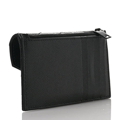 Saint Laurent Grain De Poudre Matelasse Chevron Monogram Monochrome Compact Wallet Black 3 of 6