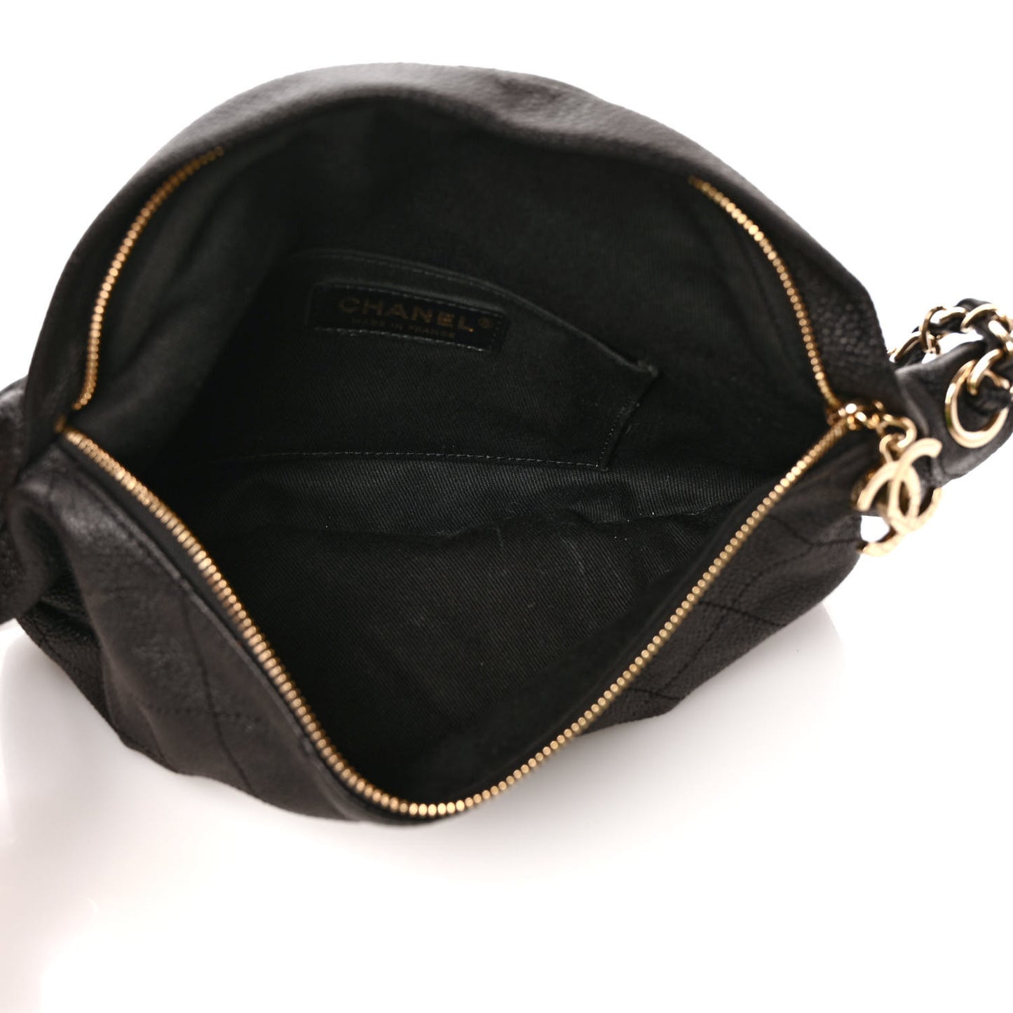 Caviar Stitched Banane Waist Bag Fanny Pack Black