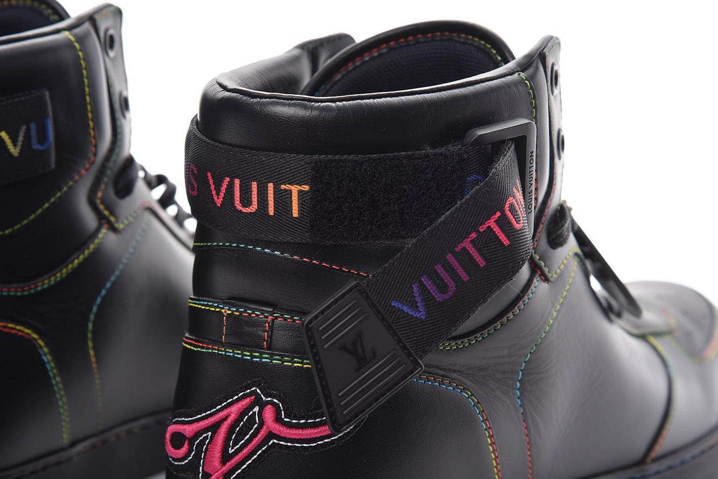 Calfskin Rivoli High Top Sneakers 8.5 Black Multicolor