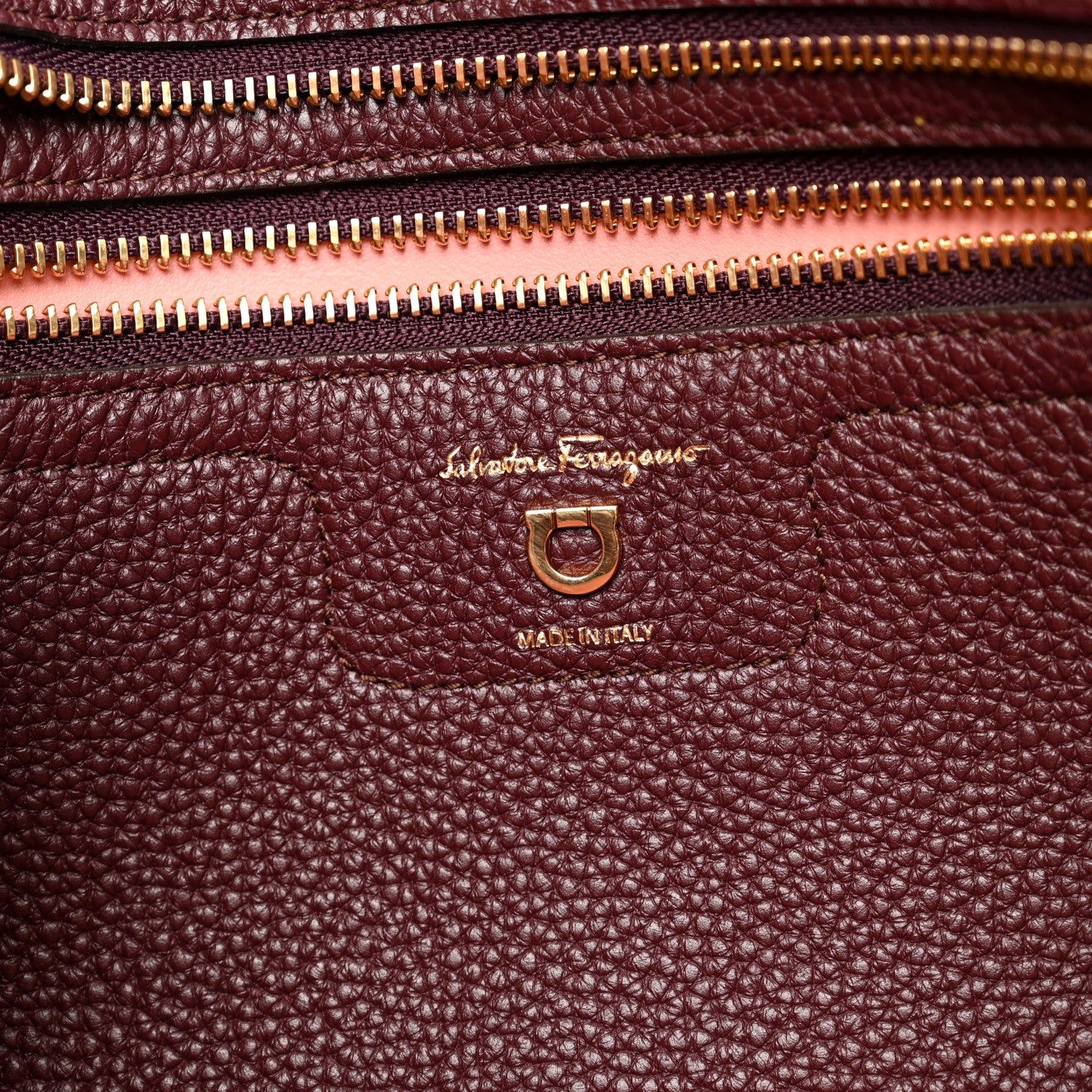 Salvatore Ferragamo Hammered Calfskin Double Handle Small Amy Tote Red 6 of 8