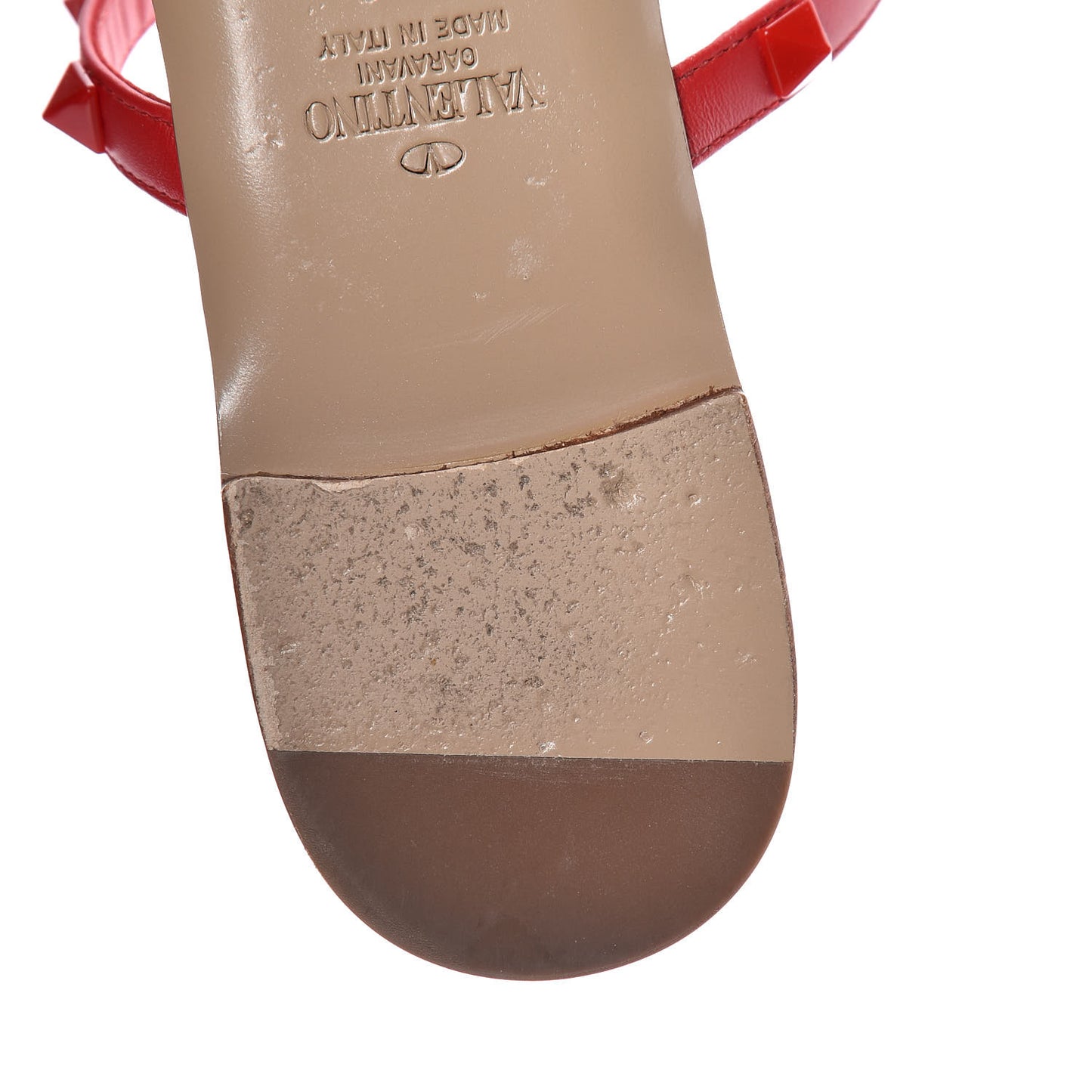 Calfskin Monochrome Rockstud Caged Flat Slide Sandals 37.5 Rouge Pur