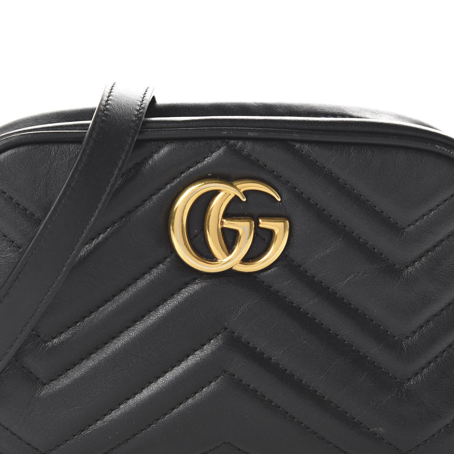 Calfskin Matelasse Mini GG Marmont Chain Shoulder Bag Black