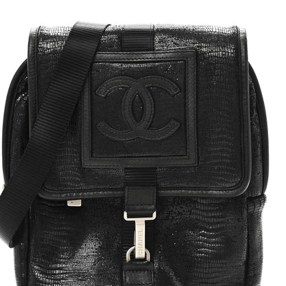 Chanel Lizard Printed Jersey CC Sport Crossbody Bag Black 8 of 10