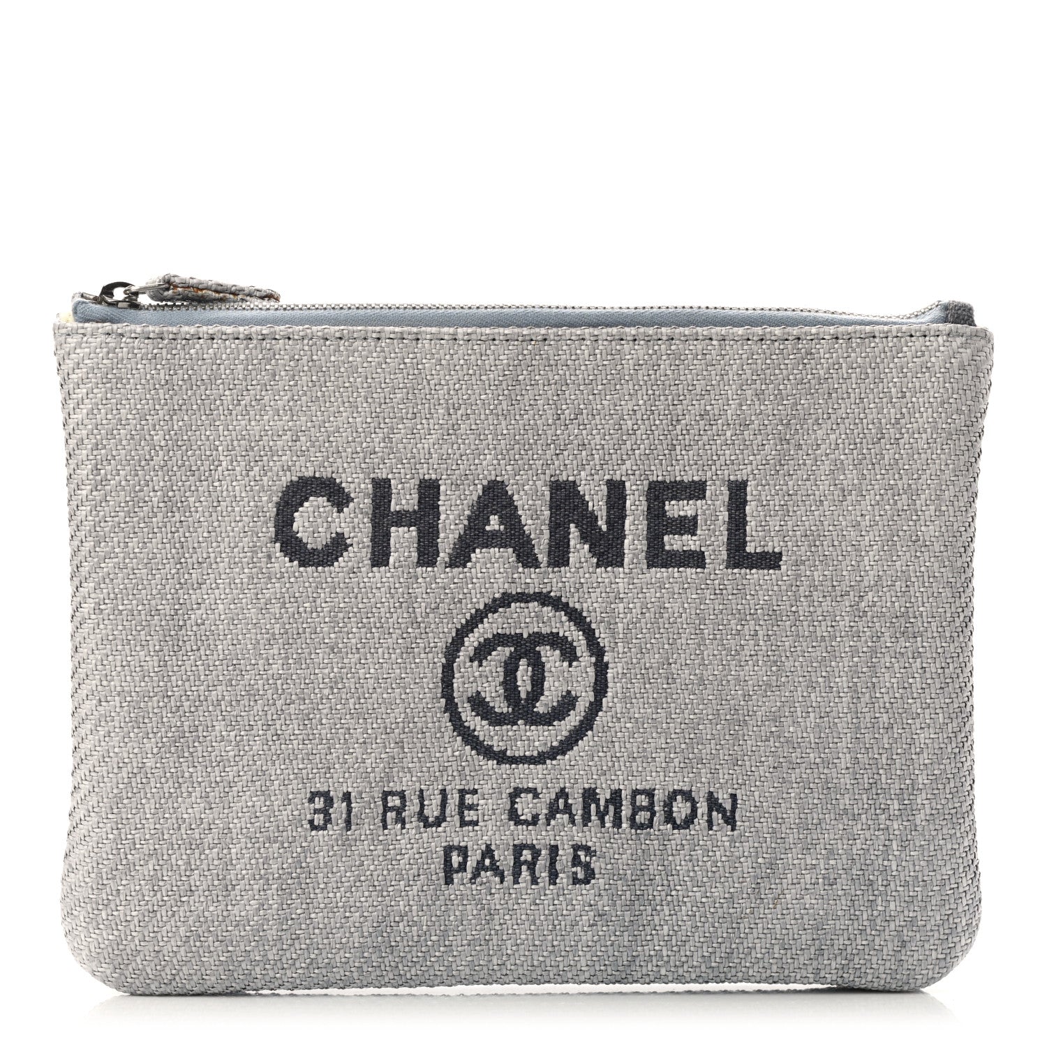 Chanel Canvas Medium Deauville Pouch Blue 1 of 9