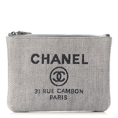 Chanel Canvas Medium Deauville Pouch Blue 1 of 9