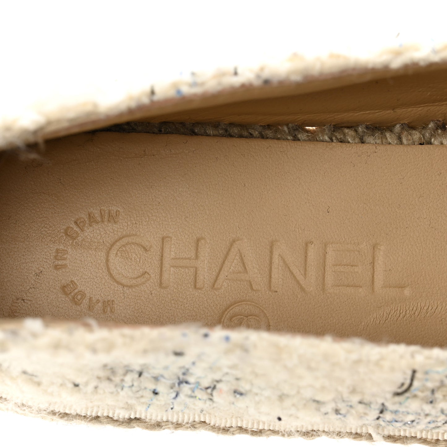 Tweed CC Espadrilles 36 Ecru White Blue Black