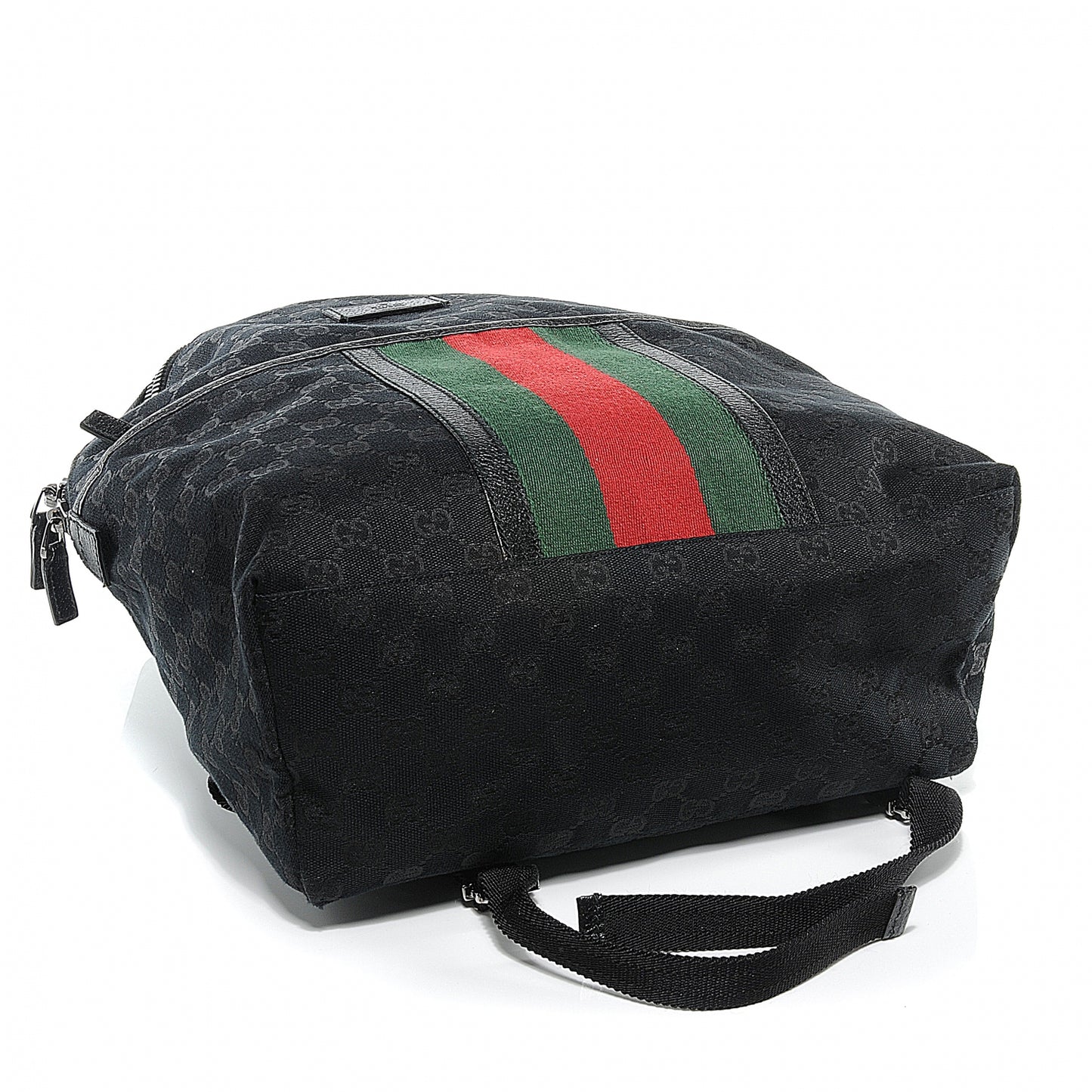 GG Monogram Web Medium Classic Backpack Black