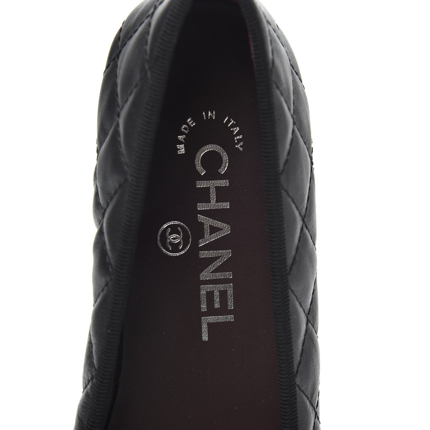 Lambskin Quilted Cap Toe Ballerina Flats 37 Black