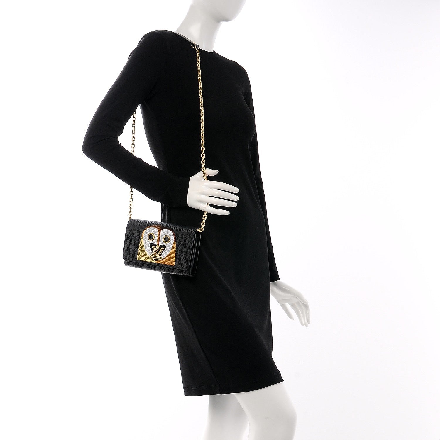 Louis Vuitton Epi Sequin Night Bird Twist Chain Wallet Black 2 of 8