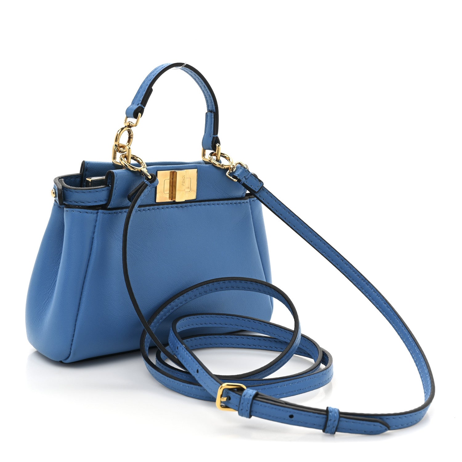 Fendi Shiny Nappa Micro Peekaboo Iconic Satchel Blue Royal 3 of 12
