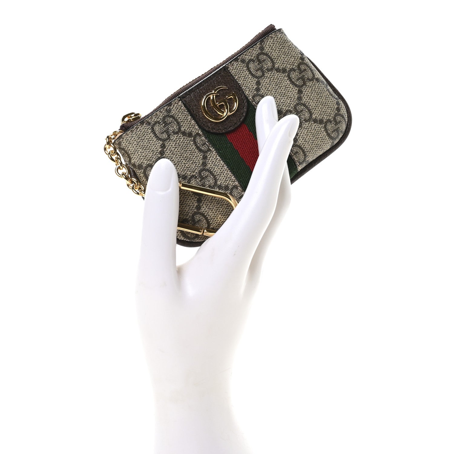 Gucci GG Supreme Monogram Web Ophidia Key Case Beige New Acero 2 of 8