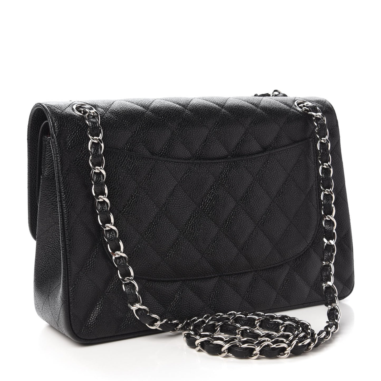 Caviar Quilted Jumbo Double Flap Black