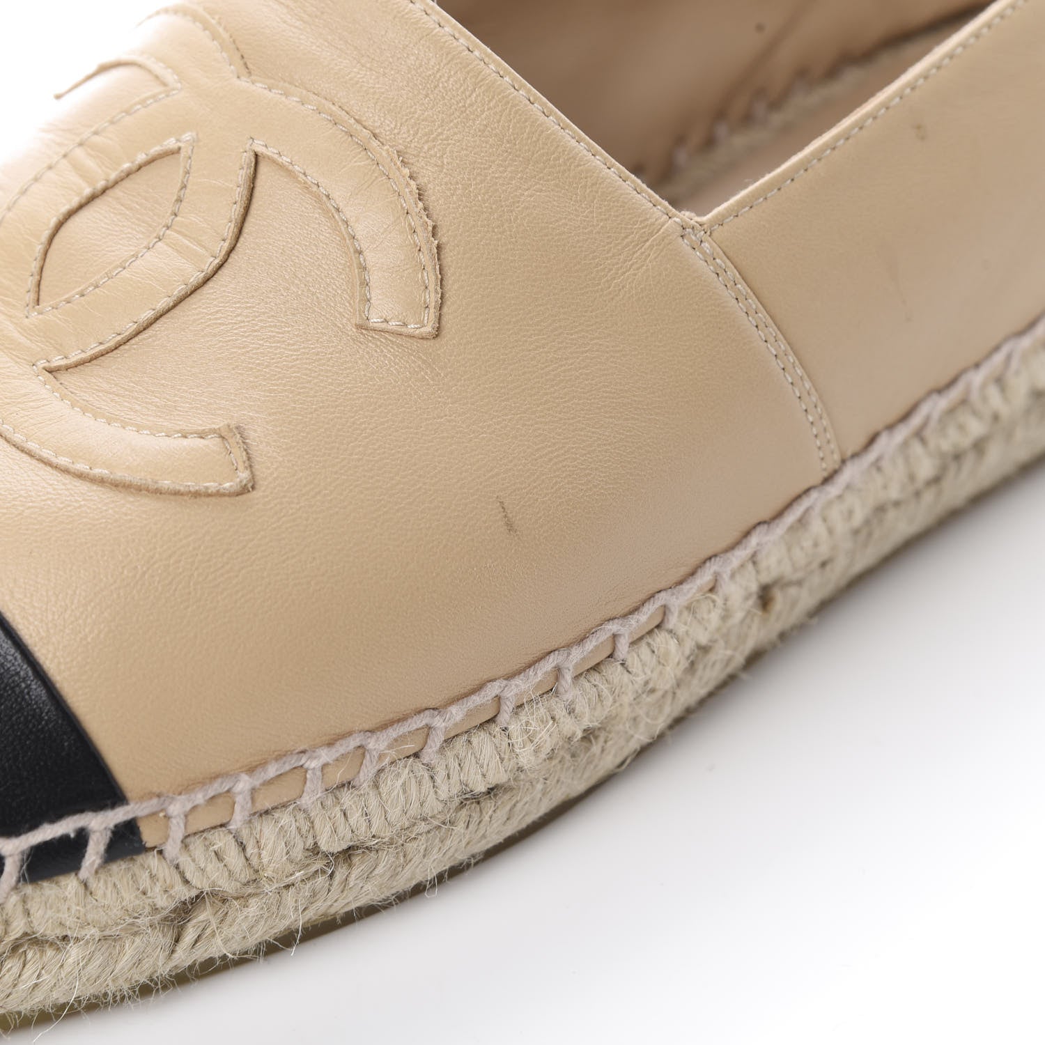 Chanel Lambskin CC Espadrilles 39 Beige Black 10 of 12