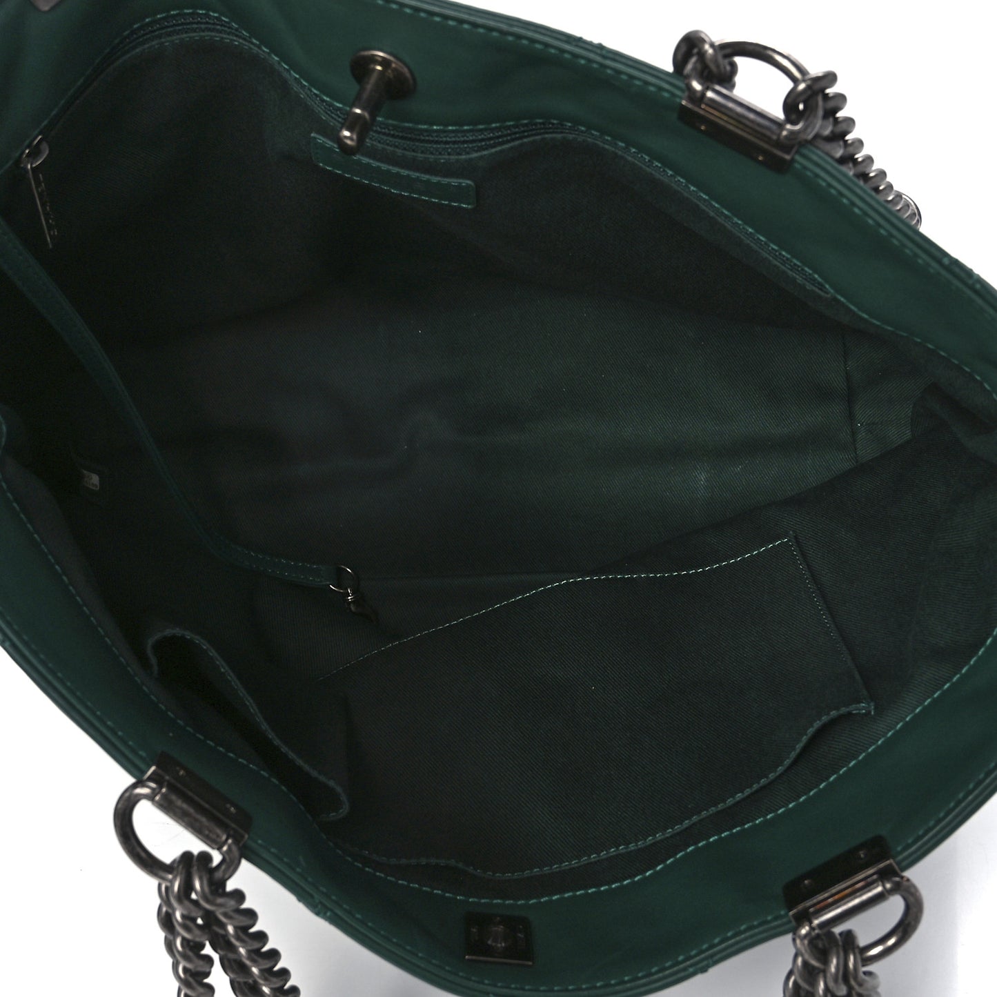Calfskin Quilted Large Shopping In Chains Tote Green