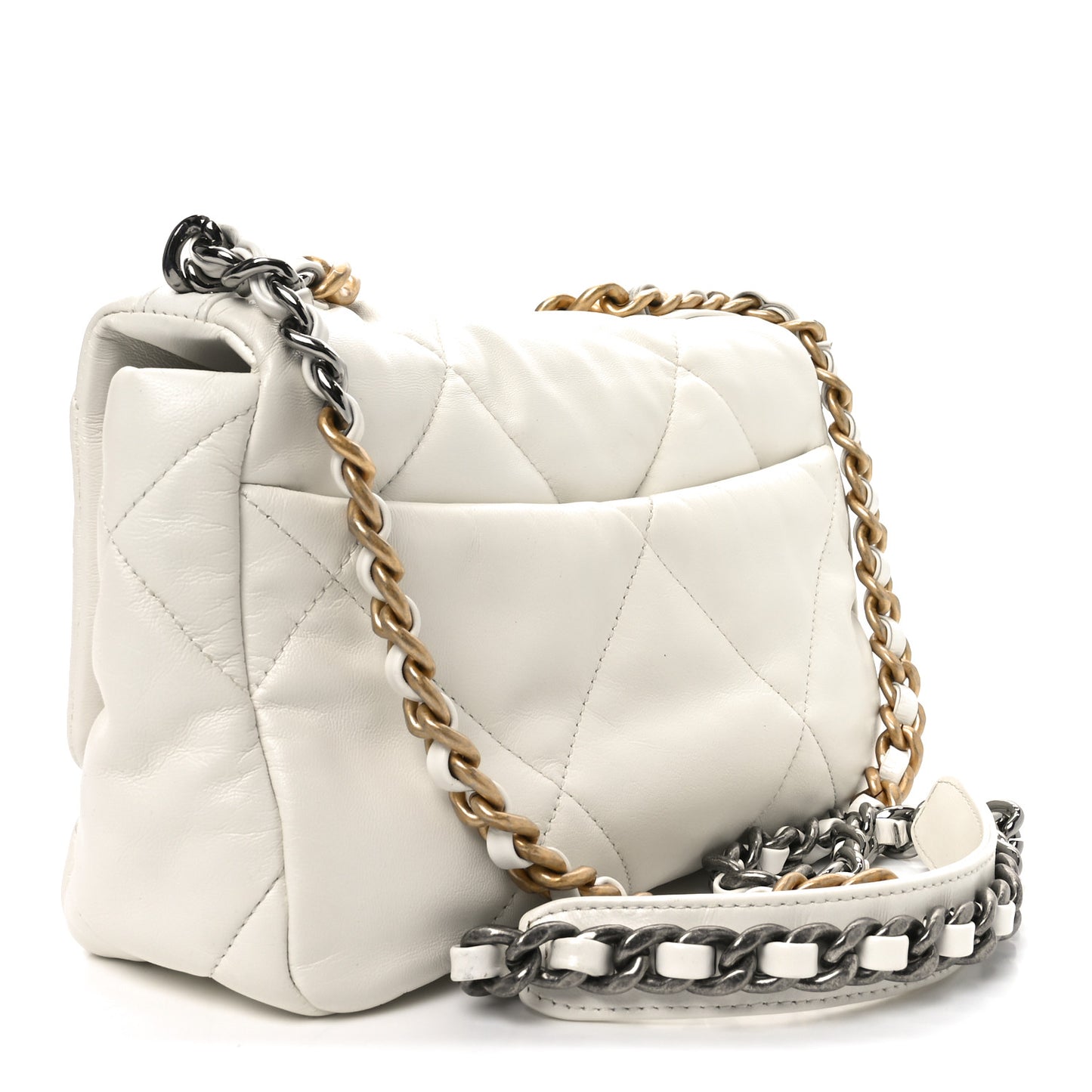 Lambskin Quilted Medium Chanel 19 Flap White