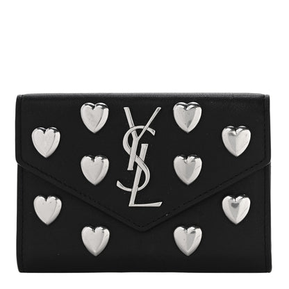 Saint Laurent Calfskin Heart Studded Small Envelope Wallet Black 1 of 13
