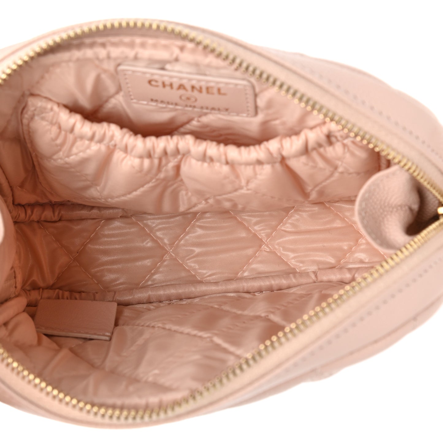 Caviar Quilted Small Curvy Pouch Cosmetic Case Light Pink