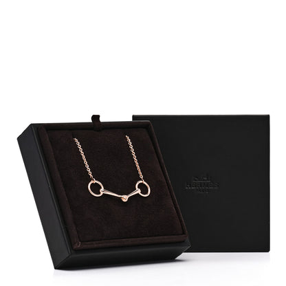 Hermes 18K Rose Gold Diamond TPM Filet d'Or Necklace SH 7 of 7