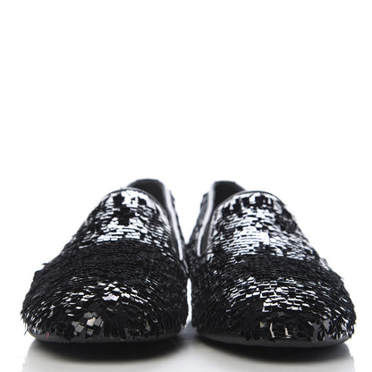 Chanel Sequin CC Loafers 37 Black 2 of 8
