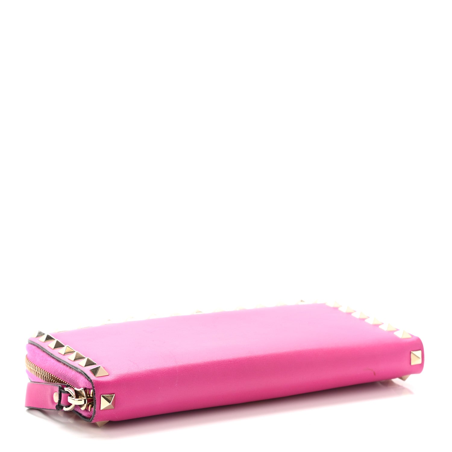 Valentino Garavani Calfskin Rockstud Zip Around Wallet Bright Fuxia 4 of 16