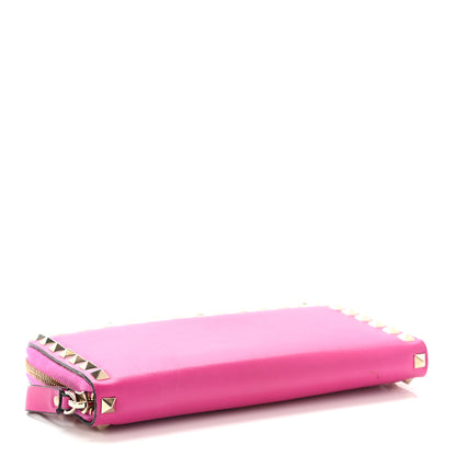Valentino Garavani Calfskin Rockstud Zip Around Wallet Bright Fuxia 4 of 16