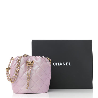 Chanel Iridescent Caviar Quilted My Perfect CC Bucket Drawstring Bag Pink 11 of 11