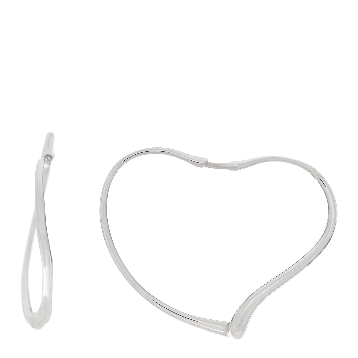 Tiffany Sterling Silver Elsa Peretti Open Heart Hoop Earrings 1 of 4