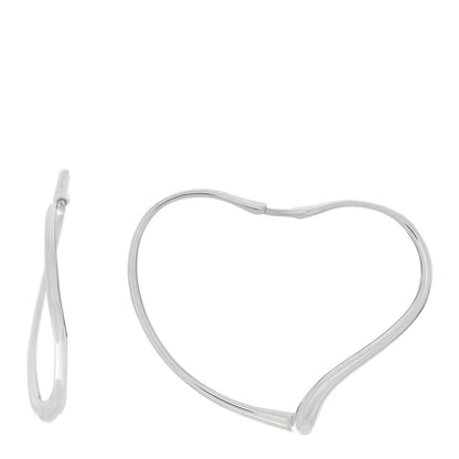 Tiffany Sterling Silver Elsa Peretti Open Heart Hoop Earrings 1 of 4