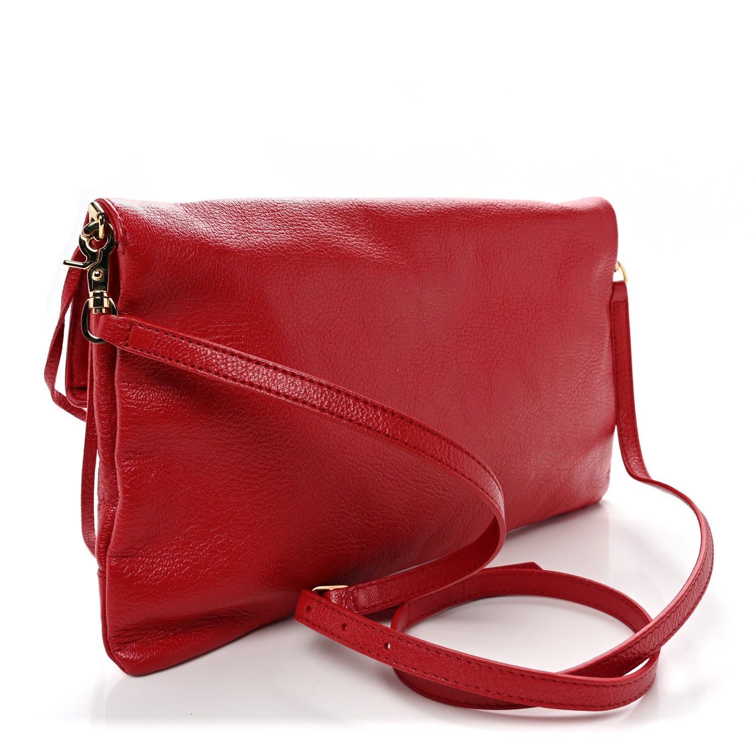 Balenciaga Chevre Gold Metallic Edge Hardware Envelope Clutch Rouge Grenade 4 of 11
